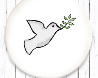 Dove of peace with olive branch magnet