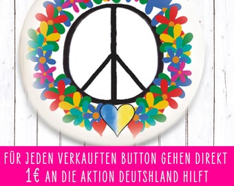 Charity Button Peace Sign Flower Wreath