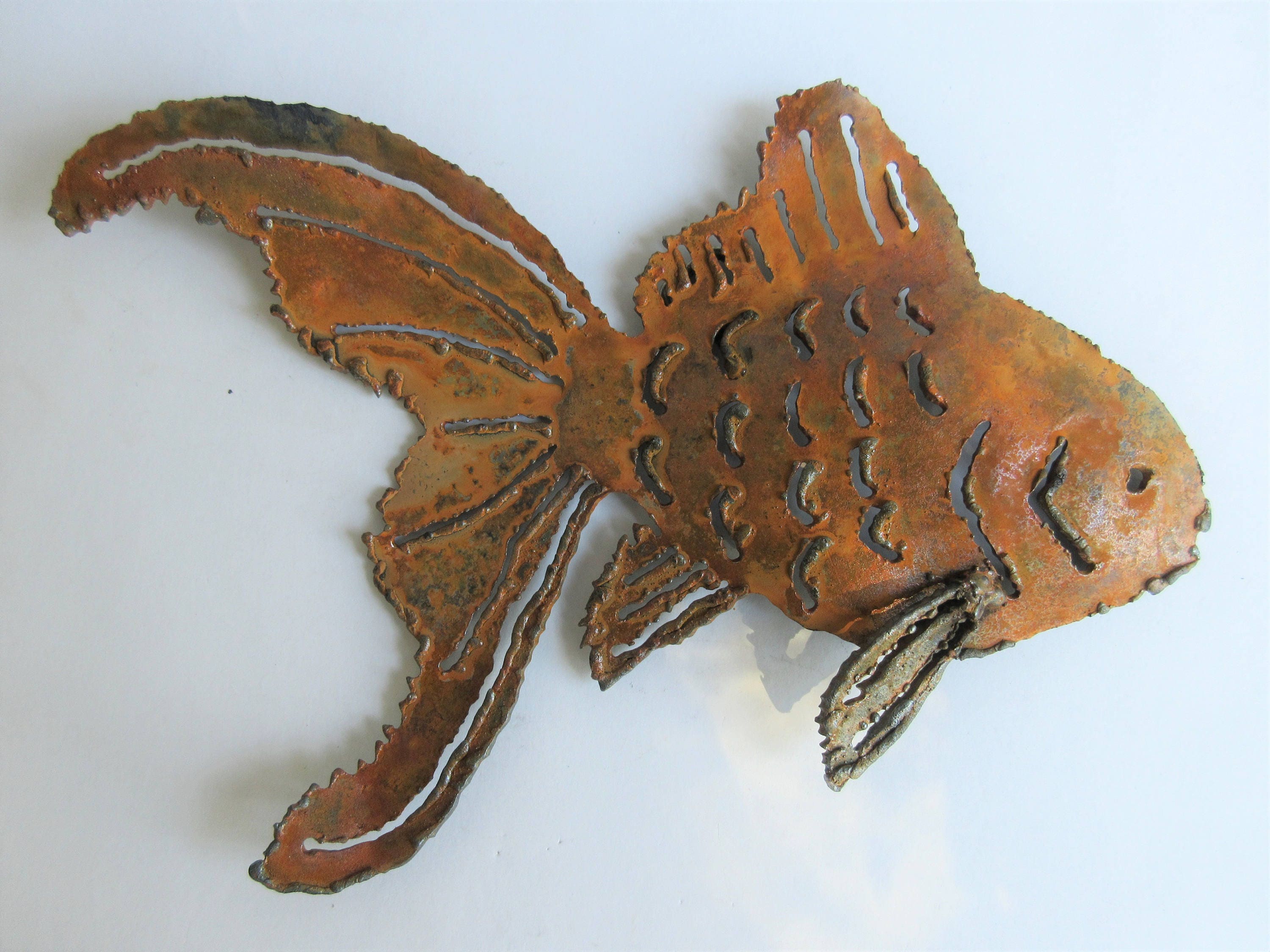 Fancy Goldfish Metal Art Wall Art Metal Sculpture Fish Etsy