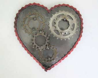 Steampunk Heart of Steel - Metal Wall Sculpture, Wall Art, Love Gift, Bicycle Art, Heart Art