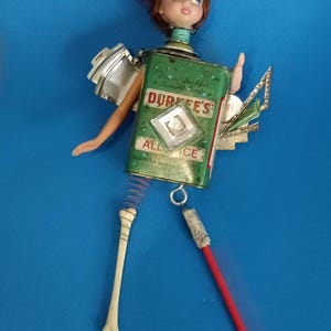 Allspice Kitchen Angel Girl found object assemblage outsider artist original art by micki