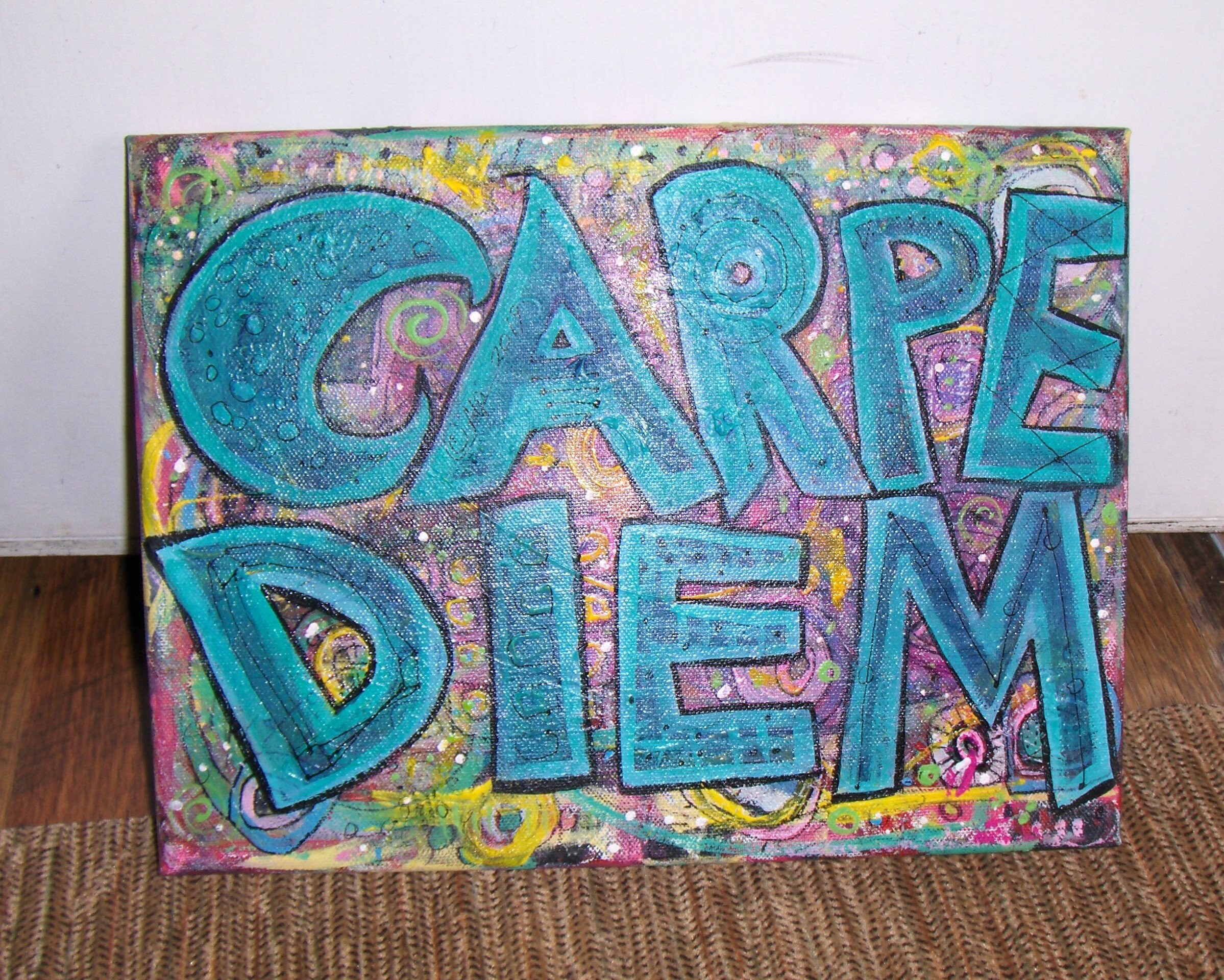 CARPE DIEM inspirational acrylic painting fun funky boho chic | Etsy