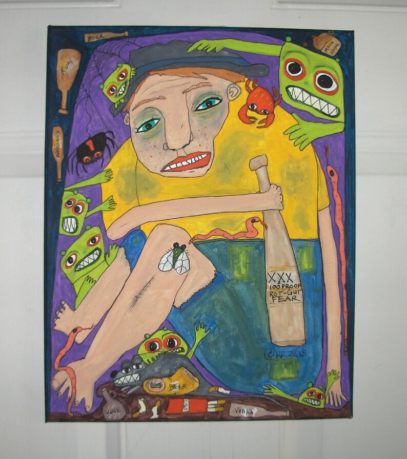 Dipsomaniac DT's alcoholic fear art brut drunk abstract Etsy