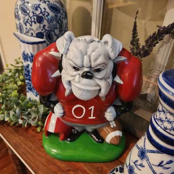 Handmade Ceramic Georgia Bulldog Statue Figurine Dawgs Football