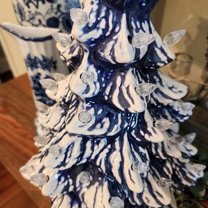Chinoiserie Blue & White Ceramic Christmas Tree Grand Millennial Decor ...