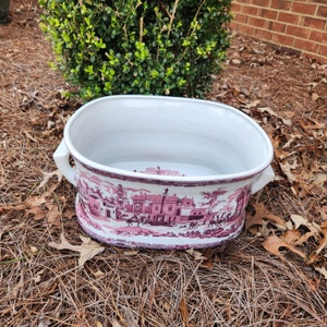 Chinoiserie Pink & White Foot Bath Orchild Pot Extra Large Grand Millennial Foot Tub Planter Centerpiece hard to find shades of pink