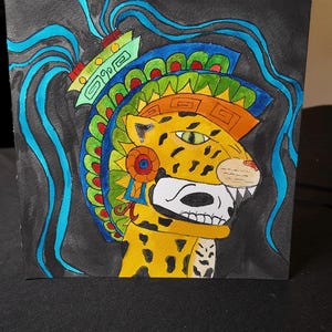 Original Signed Watercolor (Jaguar Warrior) Painting 1 of 1