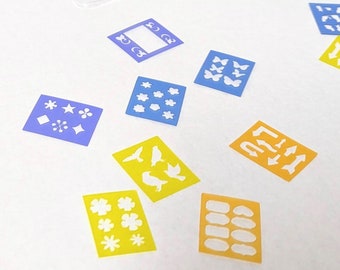 8 Miniature dollhouse stencils in storage case. 1:12 Scale