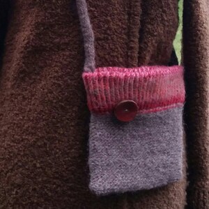 Hand-Knit Felted Cross-Body Bag - Shoulder Purse - Wearable Fiber Art - BOHO Gallery-Girl - Festival Stash Bag - Organic Hippie Chic Purse
