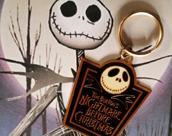 VINTAGE 1993 Nightmare Before Christmas - DISNEY by Applause - Jack Skellington Enamel Metal Keychain - Pumpkin King Keyring - Collectible