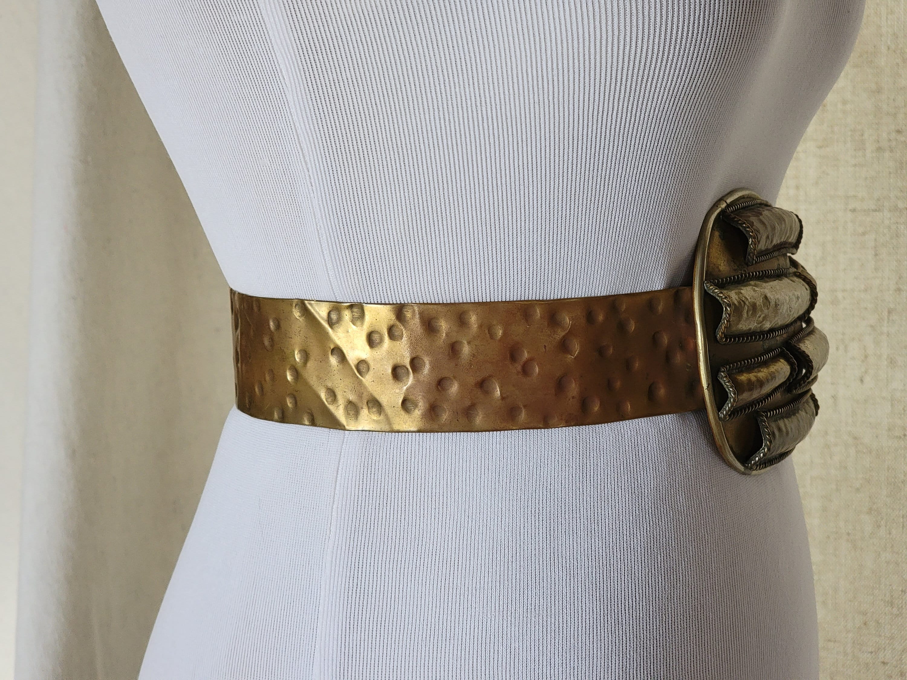 VINTAGE 80s WIDE Metal Statement Belt - Brutalist Inspired