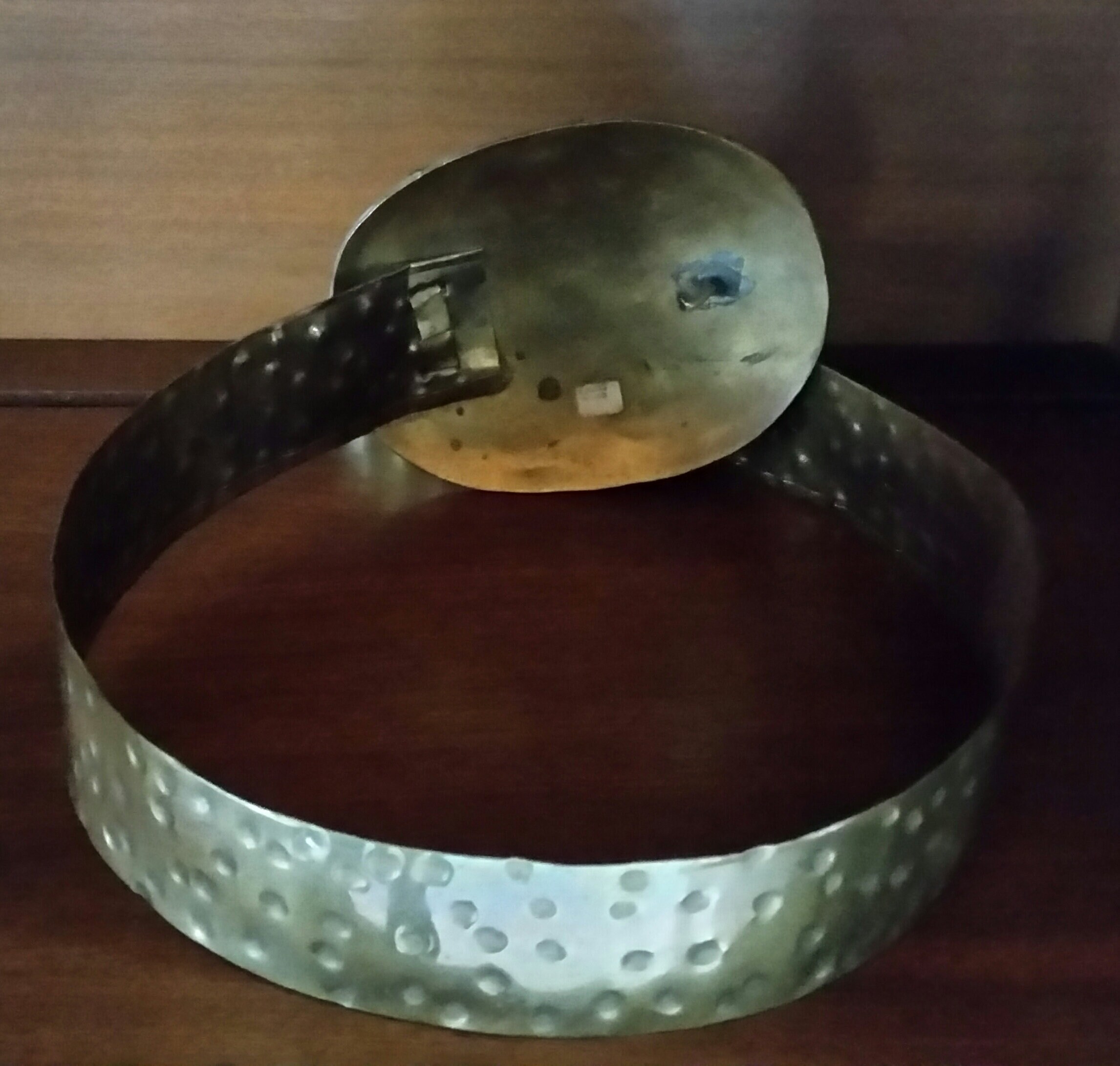 Vintage Hammered Brass Metal Belt Wide Artisan Statement Piece Apx Sz M VINTAGE 80s WIDE Metal Statement Belt - Brutalist Inspired  main image 2