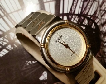 VTG 2000 Ladies / Unisex Japanese Quartz Fashion Watch by SUKINA - Y2K Two-Tone Stainless Steel Timepiece - Shimmer Face - Gold-Tone Accents