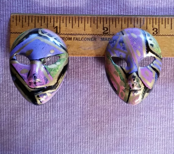 VTG 80s VENETIAN Carnival Mask Souvenir Earrings … - image 6