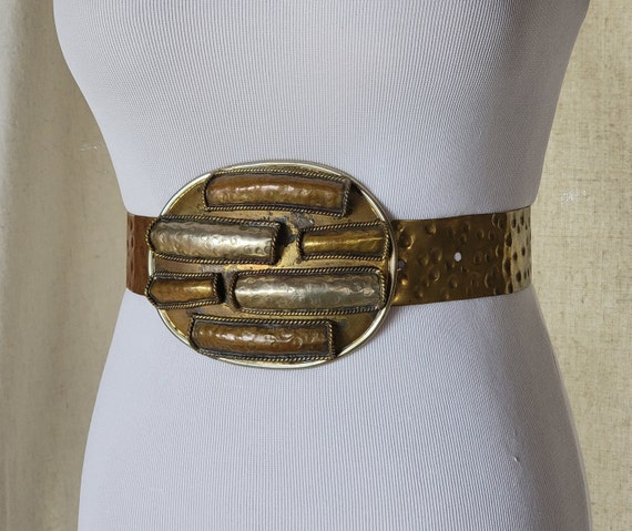 VINTAGE 80s WIDE Metal Statement Belt - Brutalist Inspired