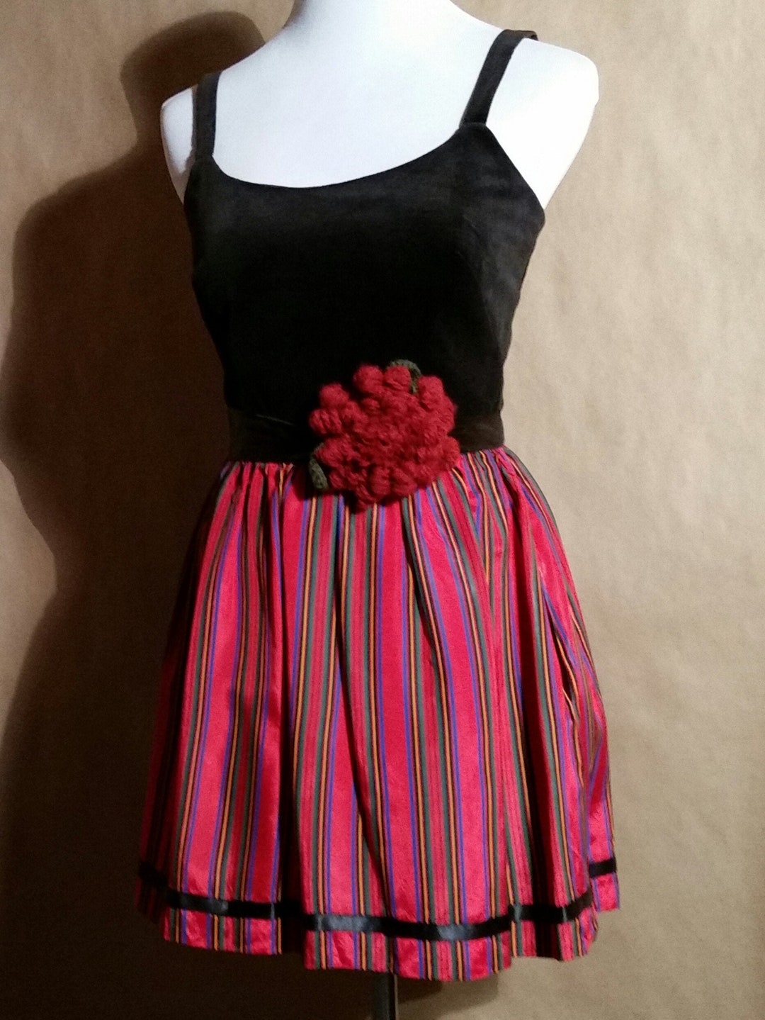 Vintage LANZ ORIGINAL Mid-60s Party Dress Velvet & Taffeta Mini ...