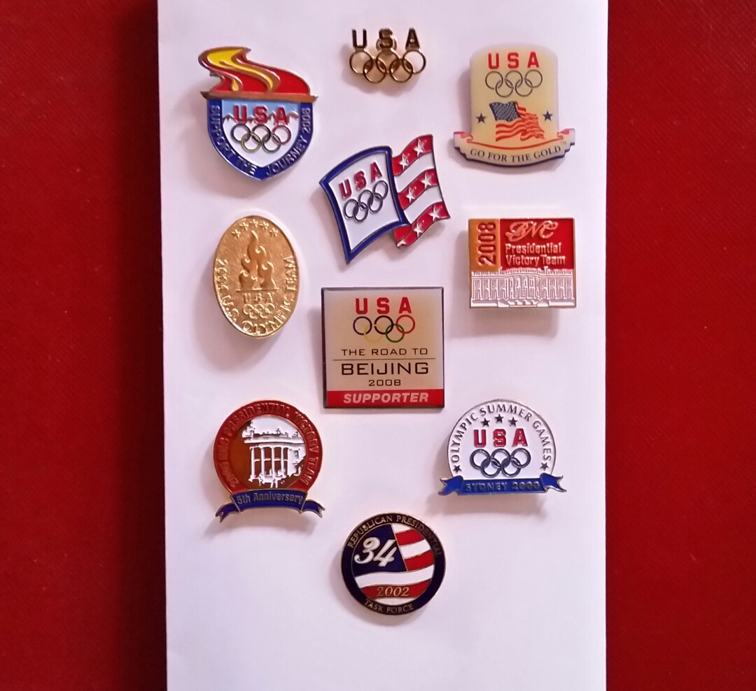 10pc Vintage 19842008 Olympics Politics Lapel Pins LOT / Collection