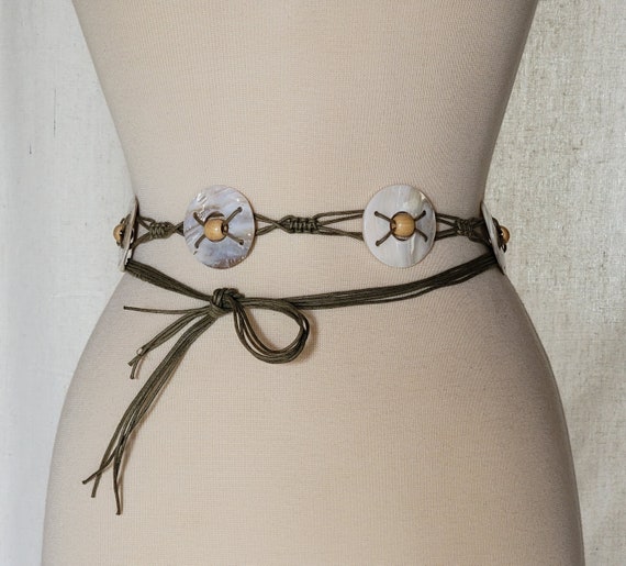 Vintage Boho Brown Suede Macrame Woven Wide Belt with Silver Rings and Fringe Vintage Camel Suede Belt, Tie Belt for Women With Tassels  main image 4