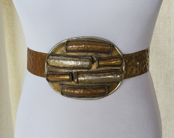 VINTAGE 80s WIDE Metal Statement Belt - Brutalist Inspired