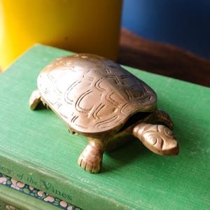 Vintage Brass Turtle Trinket Box
