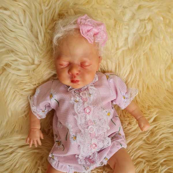 12" reborn micro preemie doll/silicone romper + hairband to fit 12"/30cm in  pink print tiny doll outfit clothes mini preemie NO DOLL
