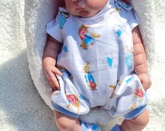 Reborn baby boy  romper shoes vest+ hat  for  newborn 18"/20 reborn dolls clothes   baby vintage doll In  blue rabbit