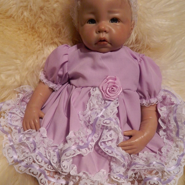 Reborn Doll Baby dress in lilac with white lace for 18-20" reborn dolls clothes   doll clothes baby vintage doll