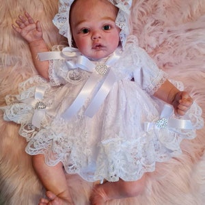 Reborn/Newborn Baby dress+  lace and white  polycotton/reborn dolls clothes baby homecoming Valentines day