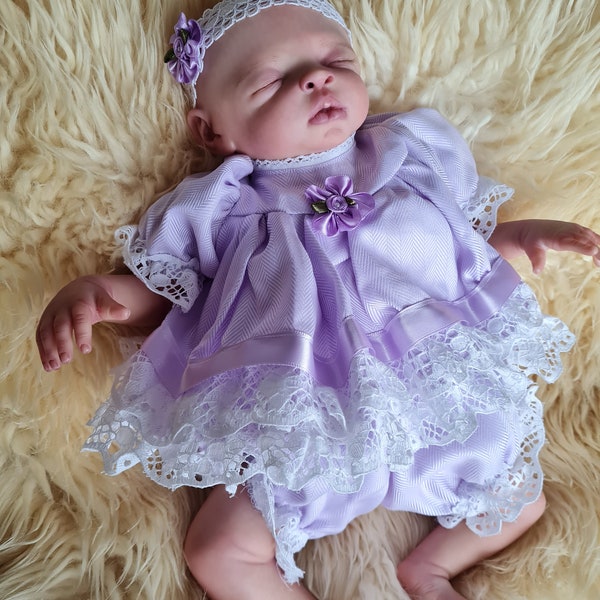 14" reborn doll/silicone doll dress + pants +  band  to fit 14"/35cm in tiny micro preemie doll outfit clothes mini preemie NO DOLL flowers