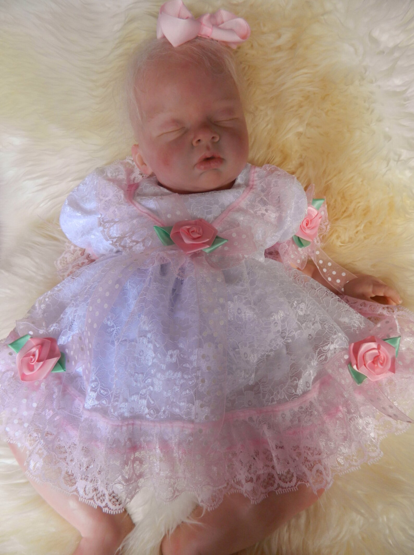 Reborn/baby 03 Months White Lace and Polycotton Dress With Etsy