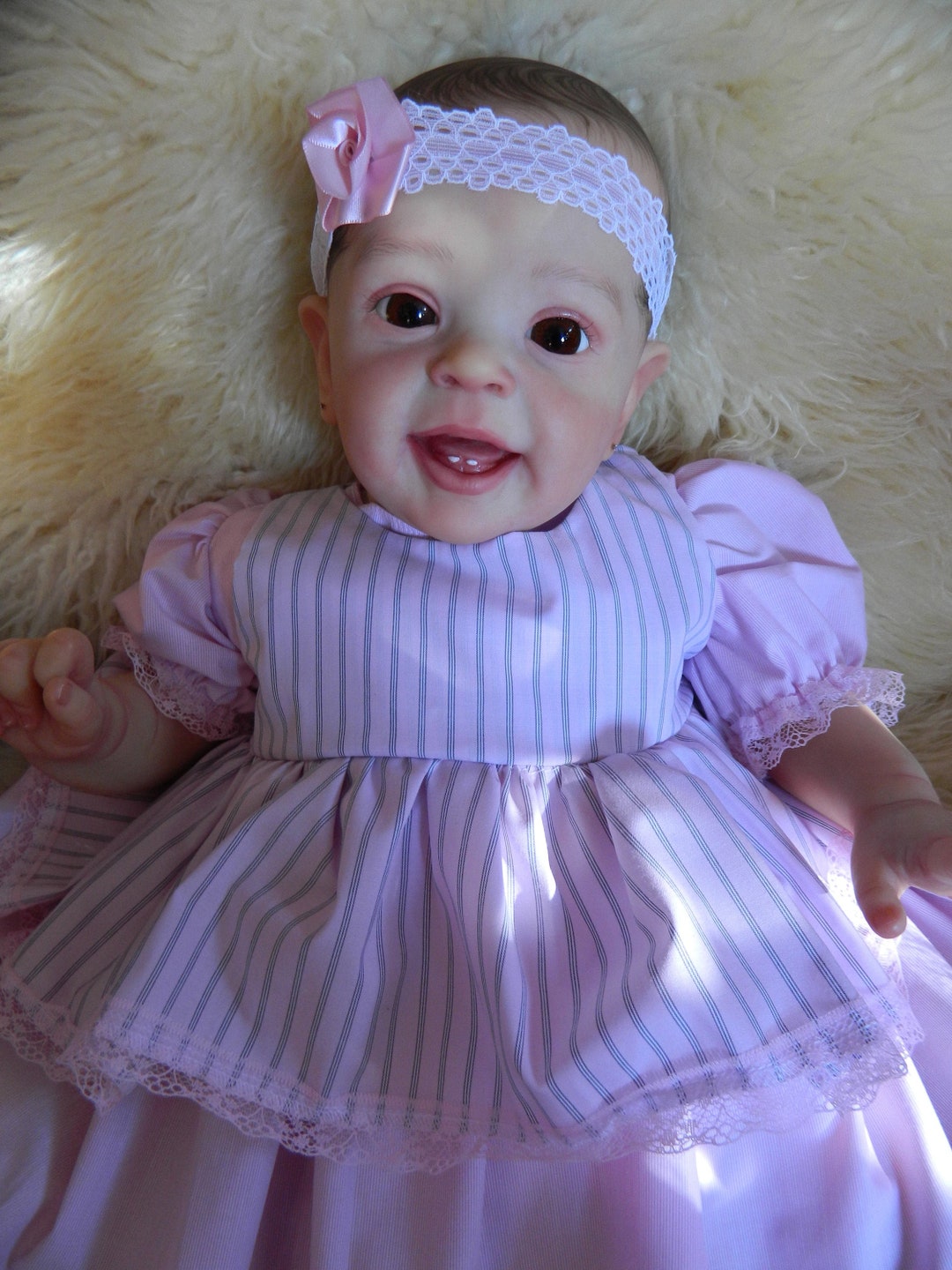 Reborn 21 to 23/baby 23 Months Dress and Pinafore in Pink Cotton Lots