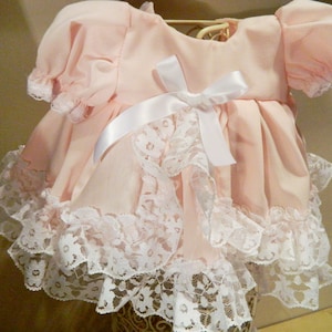 Reborn Doll Baby dress and  pink white lace for 16" reborn dolls clothes  doll clothes baby vintage doll