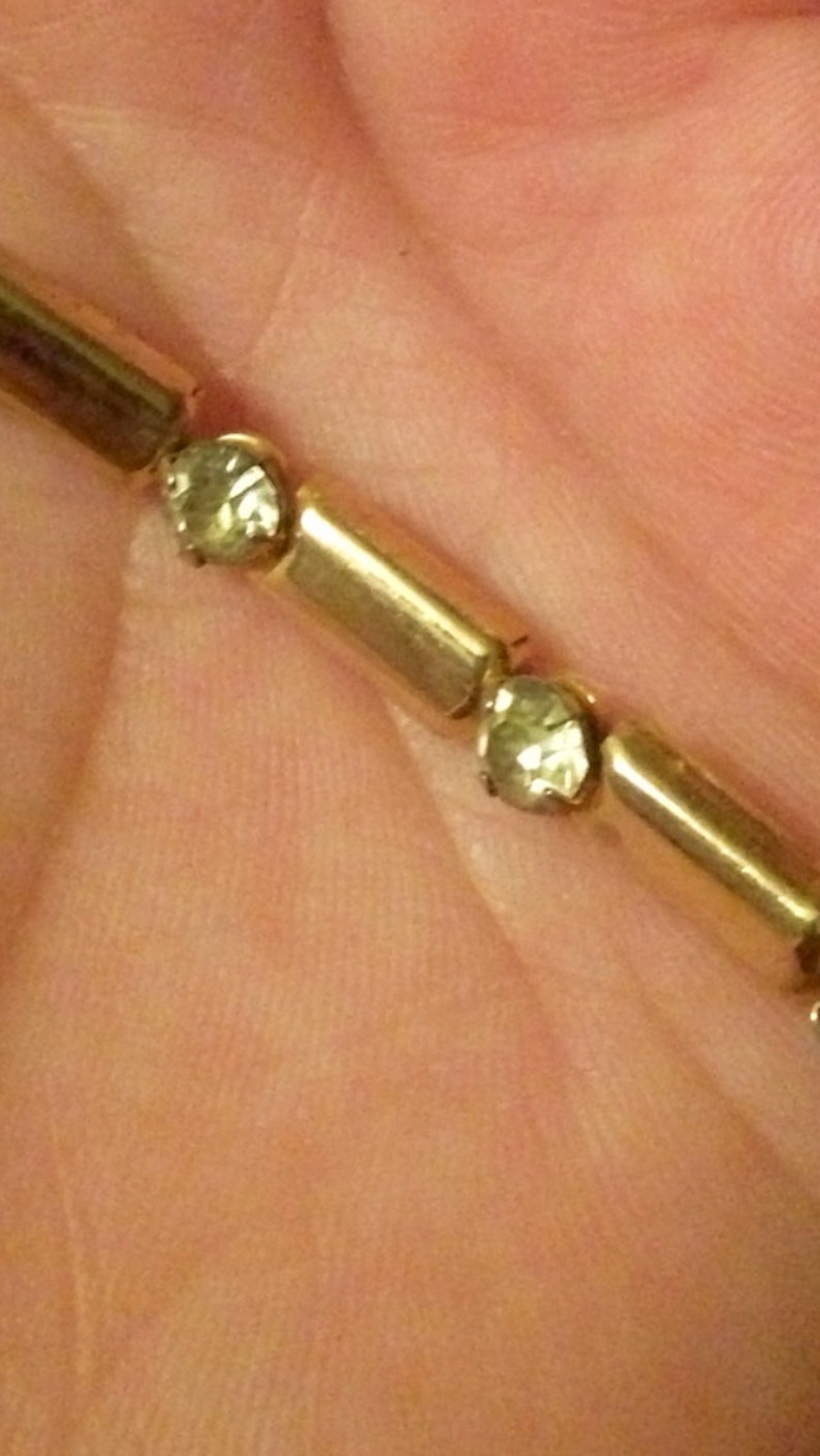 50% OFF SALE Golden Simplicity Vintage Goldtone Rhinestone Choker Necklace image 3