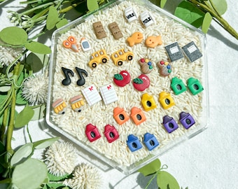 Back To School Polymer Clay Stud Earrings | Teacher Gift