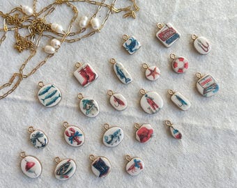 Nautical Fisherman Polymer Clay Jewelry Charms