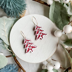 Scandinavian Red Christmas Tree Polymer Clay Earrings