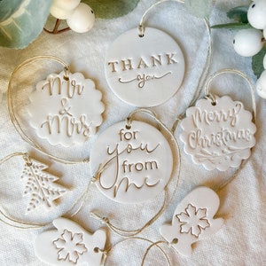 Polymer Clay Gift Tags | Christmas Tags | Thank You Tags | Mr. & Mrs. Tags