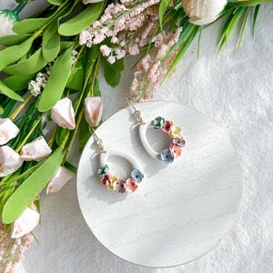 Pastel Floral Egg Polymer Clay Earrings