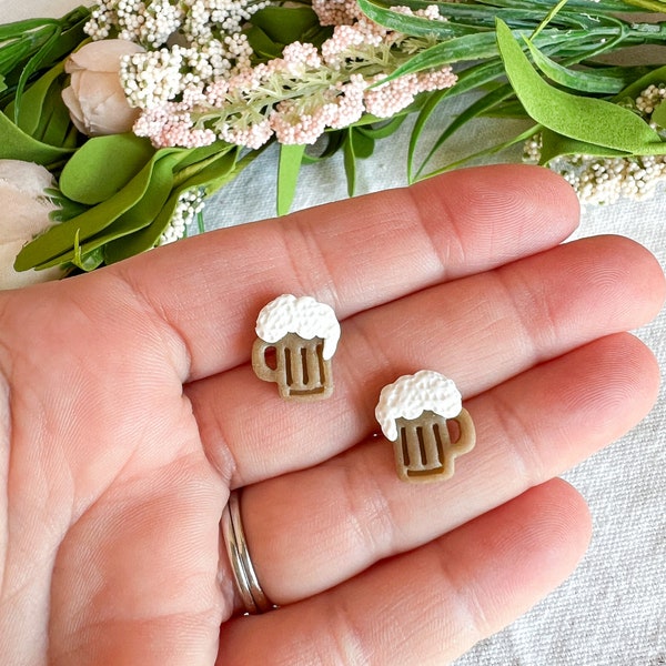 St. Patty's Day Beer Stein Polymer Clay Studs | Mug of Rootbeer Studs