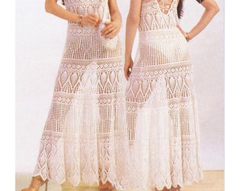 Maxi dress crochet PATTERN written tutorial in ENGLISH (charts included too) beach wedding crochet dress pattern, maxi crochet skirt PATTERN