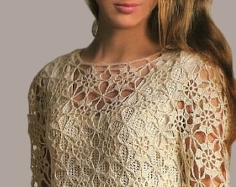 Crochet tunic PATTERN, detailed written instructions in ENGLISH for every row plus charts, sexy crochet boho tunic PATTERN instant download.