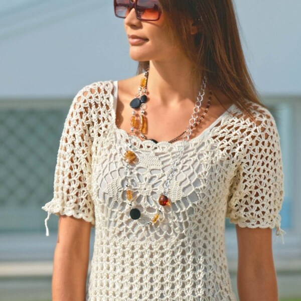 Crochet dress PATTERN, crochet tunic pattern, crochet bag pattern, crochet sexy dress pattern, detailed description in English, PDF download