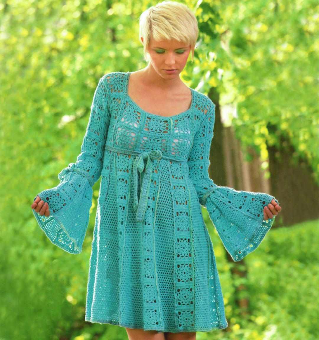 Crochet Dress PATTERN, Tutorial in ENGLISH Crochet Dress With Granny ...