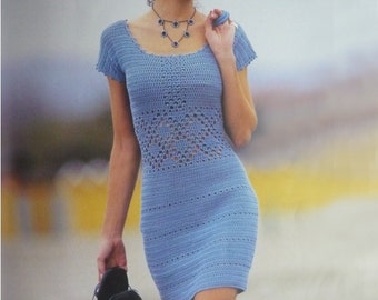 Crochet dress PATTERN, cocktail dress crochet PATTERN, tutorial in English for every row, beach crochet dress PATTERN, tightly fitted dress.