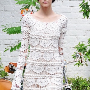 Crochet dress PATTERN, designer crochet dress pattern, Wedding dress PDF pattern, detailed description in ENGLISH, cocktail crochet dress. image 1
