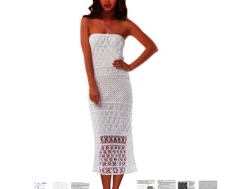 Maxi crochet dress PATTERN (sizes S-3XL), detailed tutorial in ENGLISH (every row) sexy beach wedding crochet dress pattern, strapless dress