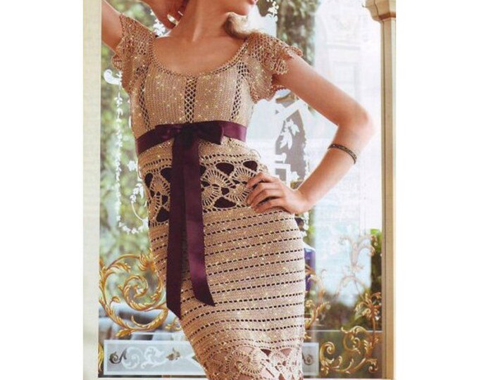 Crochet Cocktail Dress PATTERN Detailed Description in Etsy