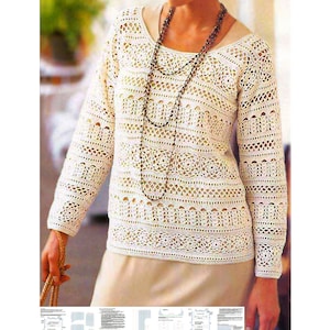 Crochet tunic PATTERN for sizes S-XL, detailed description in ENGLISH, long sleeves tunic crochet pattern only, casual crochet tunic pattern
