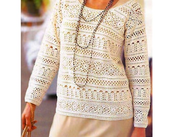 Crochet tunic PATTERN for sizes S-XL, detailed description in ENGLISH, long sleeves tunic crochet pattern only, casual crochet tunic pattern