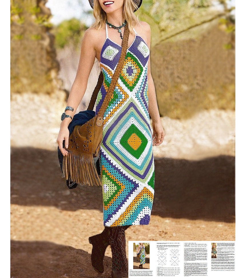 Crochet maxi dress PATTERN beach dress pattern crochet boho Etsy